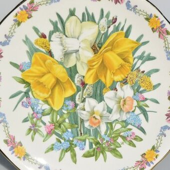 6 x Porcelánové taniere s jarnými kvietkami - Narcisy