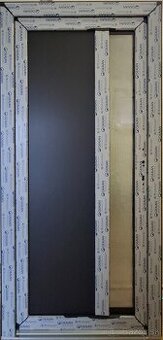 Plastové dvere 98x205cm, biela/antracit, 3sklo