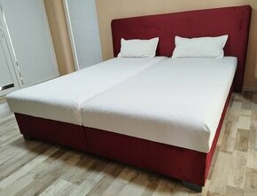 manzelska postel bordovo - biela, Blanar, 180x200x51 cm