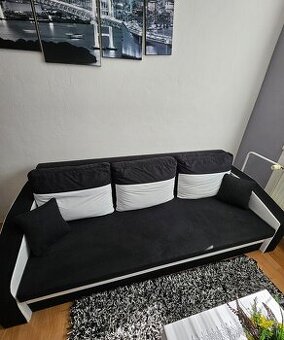Velka rozkladacia pohovka bielocierna