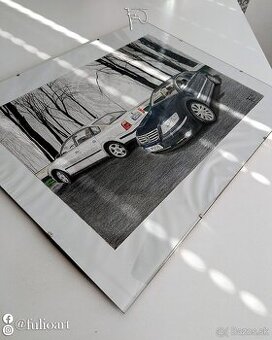 Originálna ručne kreslená ilustrácia auta