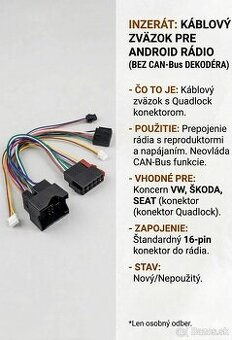 Káblový zväzok pre Android Radio