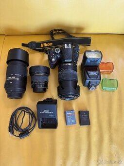 predám komplet FOTOGRAFICKÝ SET NIKON – D5100 + 3 objektívy