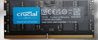 Pamäť RAM 16GB DDR5 SO-DIMM Crucial 5600MHz