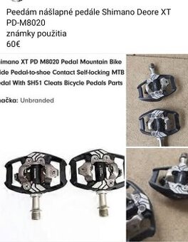 Predám pedále Shimano Deore XT nášlapné