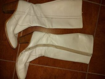 biele čižmy, koža, vel 36