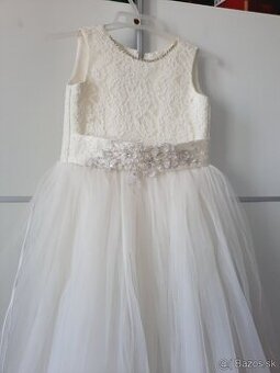 Dievčenské šaty veľ.140-146, kremove