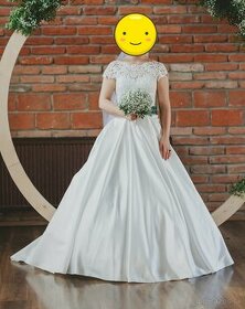 Svadobné šaty s čipkou, veľkosť 36 IVORY