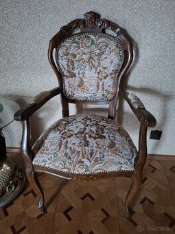 Starožitné zámocké látkové stoličky, 2kusy