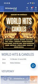 Predám valentínske 2 lístky na koncert so sviečkami