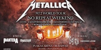 Metallica koncert Puskás Aréna - 13.6.2026 (1 lístok)