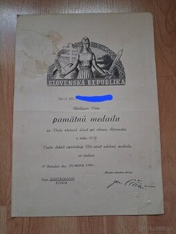 Slovensky stat dekret Za obranu Slovenska