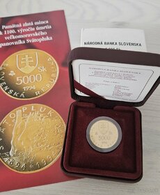 Zlatá zberateľská vzácna minca Svätopluk 5000SK 1994
