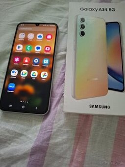 Samsung A34 5g duos silver 6gb 128 gn pamäť v dobrom stave p
