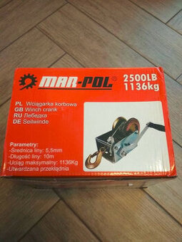 Ručný kľukový lanový navijak do 1136 kg -nový