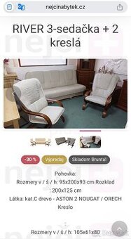 Predám rozkladací set River 3 – gauč + 2 kreslá
