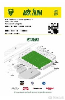 Predám lístky na futbal Žilina vs. Brugge