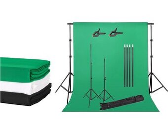 NOVÝ set fotopozadí 3× (biele/čierne/zelené) + konštrukcia 3