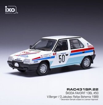 Modely Škoda Rallye Favorit a 130 1:43 IXO