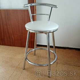 stoličky barové, otočné biela koža +chróm 2ks
