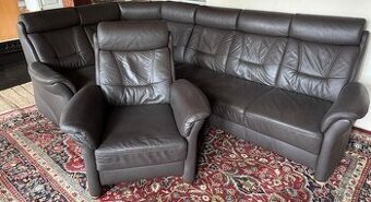 Rohová kožená sedačka s křeslem,5444