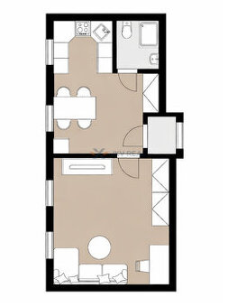 1.5izbový byt s predzáhradkou v pôvodnom stave