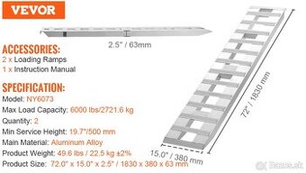 Najazdova rampa dlha 1830 mm max. 2721 kg