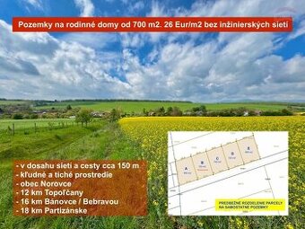Nové pozemky na rodinné domy v obci Norovce. Ideálne rozmery