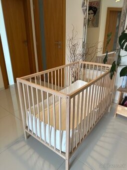 Detská postieľka Ikea 120x80 s kompletným vybavením