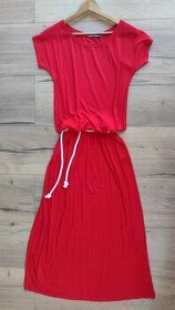 Červené úpletové maxi šaty, veľkosť UNI