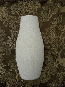 Váza široká,biela, Design biela popraskaná mozaika