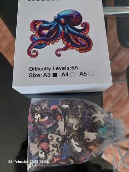 Drevené puzzle  chobotnica