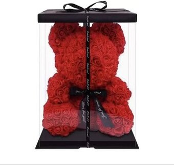 Medveď z ruží červený +krabica