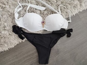 Push up plavky brazílky. S/36 Biela + čierna