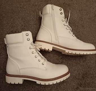 Topánky prechodné, čižmy členkové, biele, 41