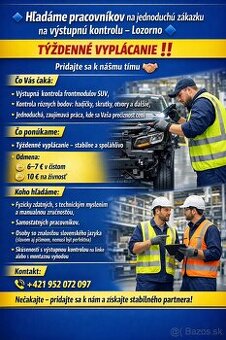 JEDNODUCHÁ ZÁKAZKA PRE MUŽOV NA VSTUPNÚ KONTROLU LOZORNO‼️