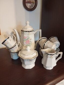 kávová súprava biela s kvetmi