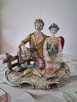 Veľká talianska porcelánová soška Capodimonte style - Piknik