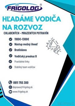 Hľádáme vodiča na rozvoz (Dodávka)