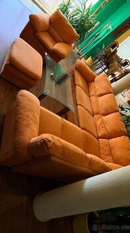 Rohova sedacia súprava s kreslom a taburetkou