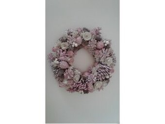 Vianočný veniec ružový a strieborný
