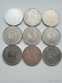 Mince Strieborne 5 a 10 marky nemecko