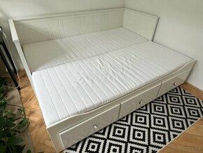 HEMNES posteľ s 3 zásuvkami, biela, 80x200 cm - 1