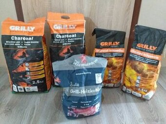 Drevené uhlie, brikety na grilovanie 4x 2.5 kg