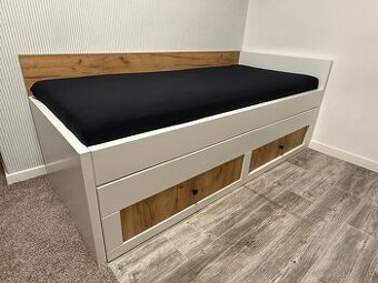 Masivna rozkladacia postel s matracmi 90x200cm