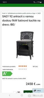 Predám Saey 92 s varnou doskou 9kW liatinové kachle na drevo