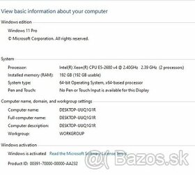 Intel PC Game 2 x e5 2680v4 56CPU 192GB Pamat - 1