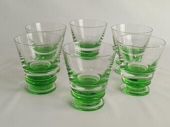 Poháre na whisky zelená patka Katarínska Huta 80te roky urán