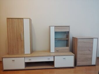 Obývacia stena biela/dub artisan