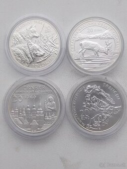 Mince strieborne 10 a 20 eurove mince BK